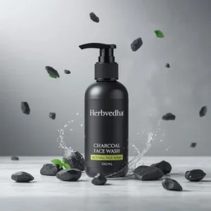 herbvedha charcoal face wash for deep pore cleansing and oil control